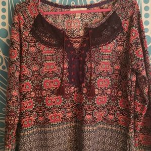 Floral drawstring blouse